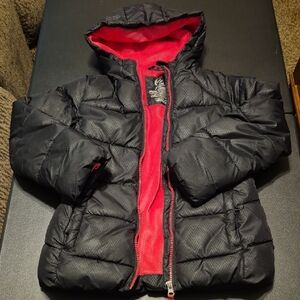 Wonder Nation Kids Puffer Jacket - Black with Pink Interior